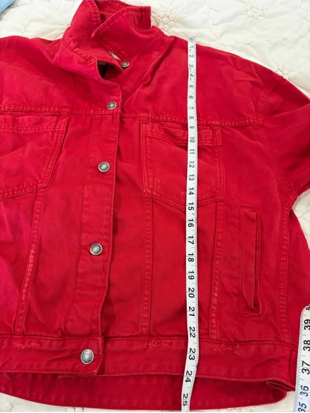 We the free red opal denim swing jacket